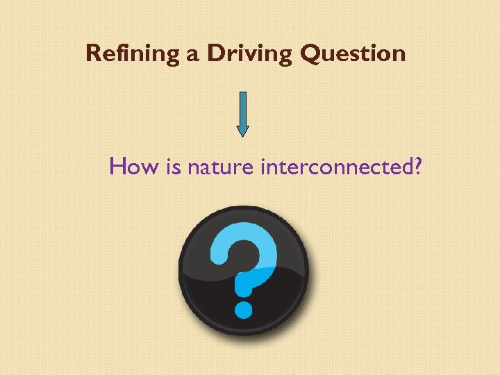 Refining a Driving Question How is nature interconnected? 