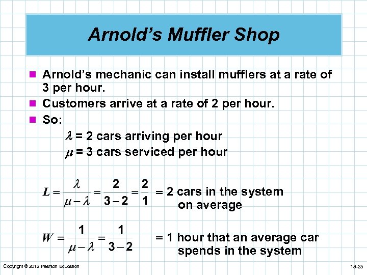 Arnold’s Muffler Shop n Arnold’s mechanic can install mufflers at a rate of 3