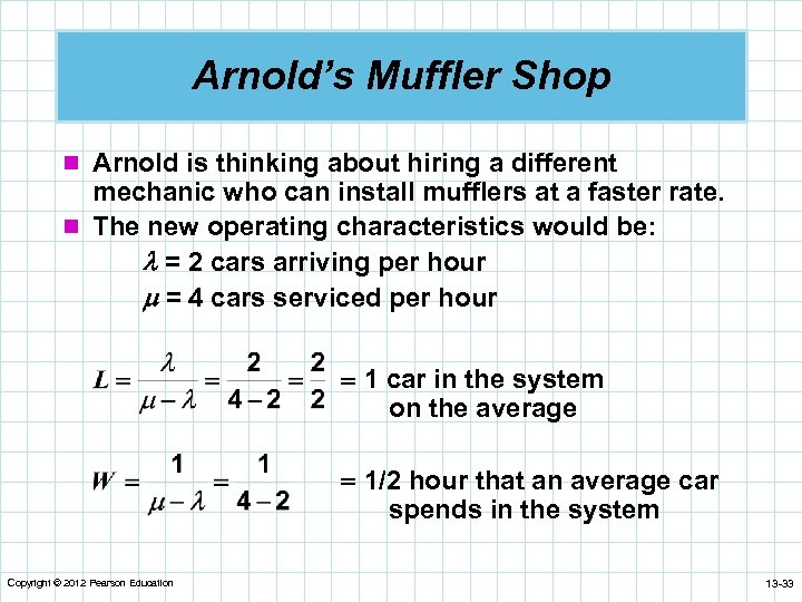 Arnold’s Muffler Shop n Arnold is thinking about hiring a different mechanic who can