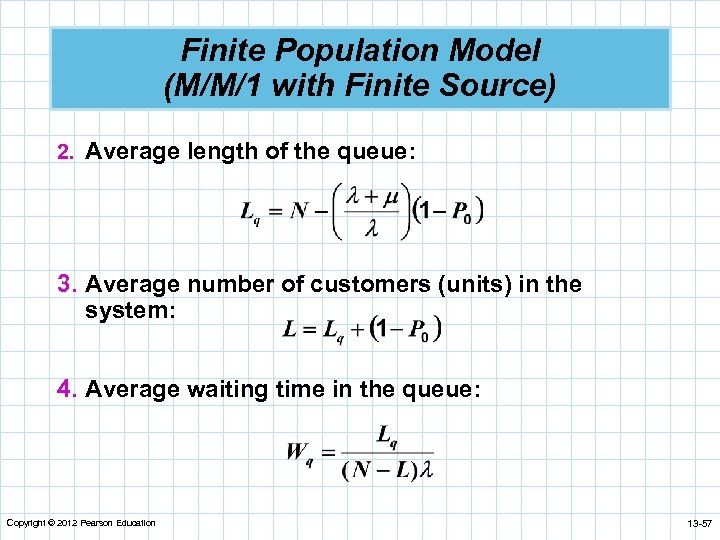 Finite Population Model (M/M/1 with Finite Source) 2. Average length of the queue: 3.