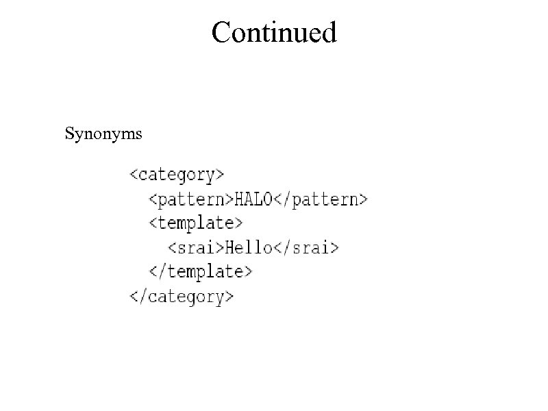 Continued Synonyms 