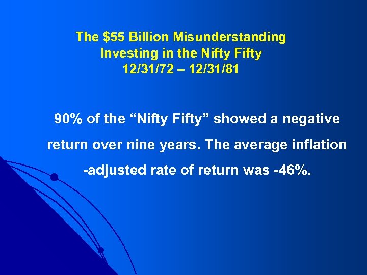 The $55 Billion Misunderstanding Investing in the Nifty Fifty 12/31/72 – 12/31/81 90% of