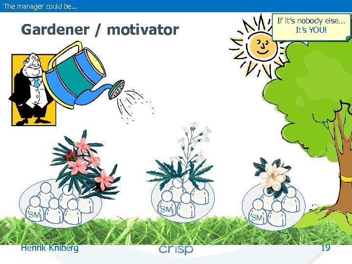 The manager could be. . . If it’s nobody else. . . It’s YOU!