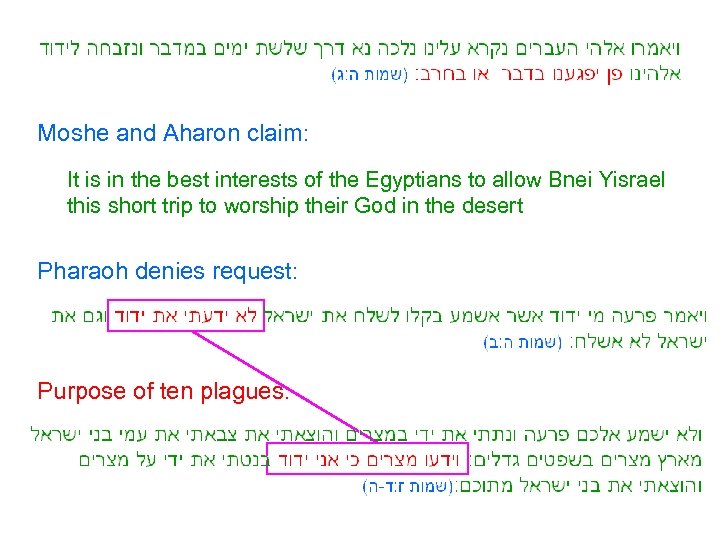 Moshe and Aharon claim: It is in the best interests of the Egyptians to