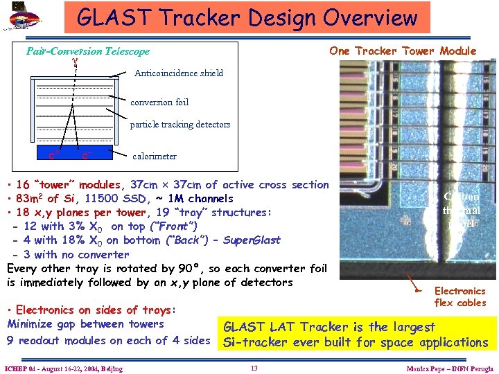 GLAST Tracker Design Overview One Tracker Tower Module Pair-Conversion Telescope Anticoincidence shield conversion foil