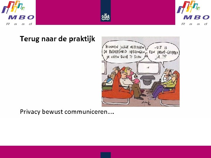 Terug naar de praktijk Privacy bewust communiceren…. 