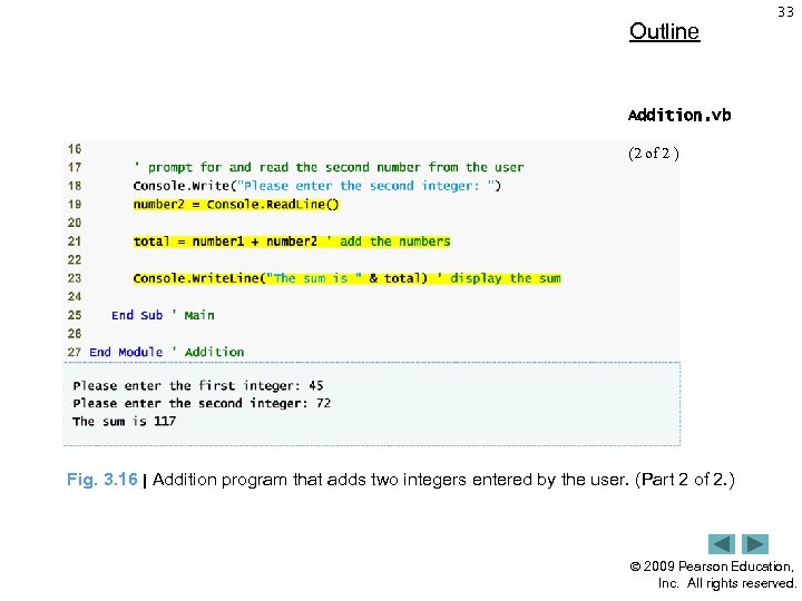 Outline 33 Addition. vb (2 of 2 ) Fig. 3. 16 | Addition program
