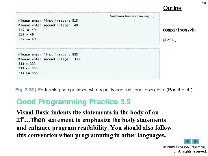 Outline 58 Comparison. vb (4 of 4 ) Fig. 3. 26 | Performing comparisons