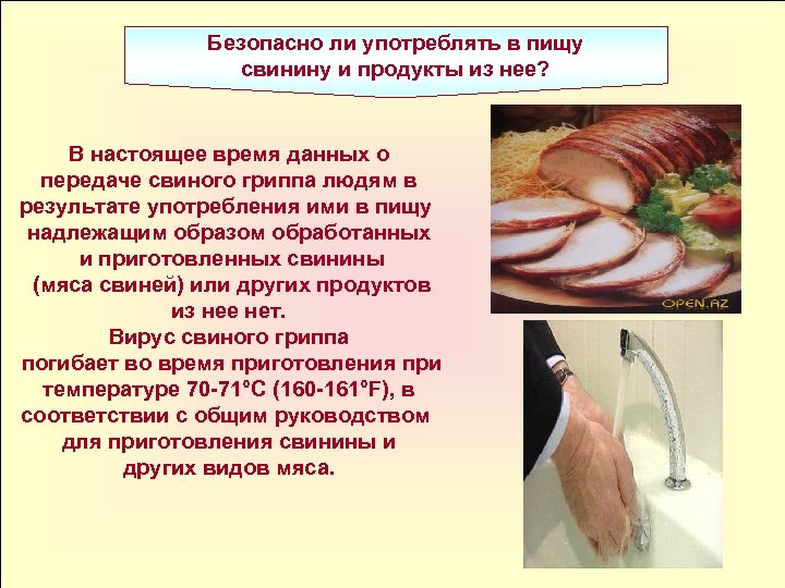 Безопасно ли употреблять в пищу свинину и продукты из нее? В настоящее время данных
