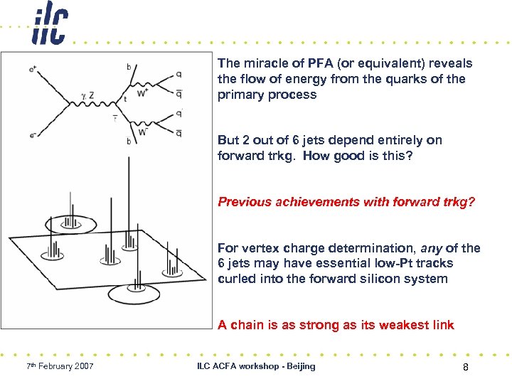 The miracle of PFA (or equivalent) reveals the flow of energy from the quarks