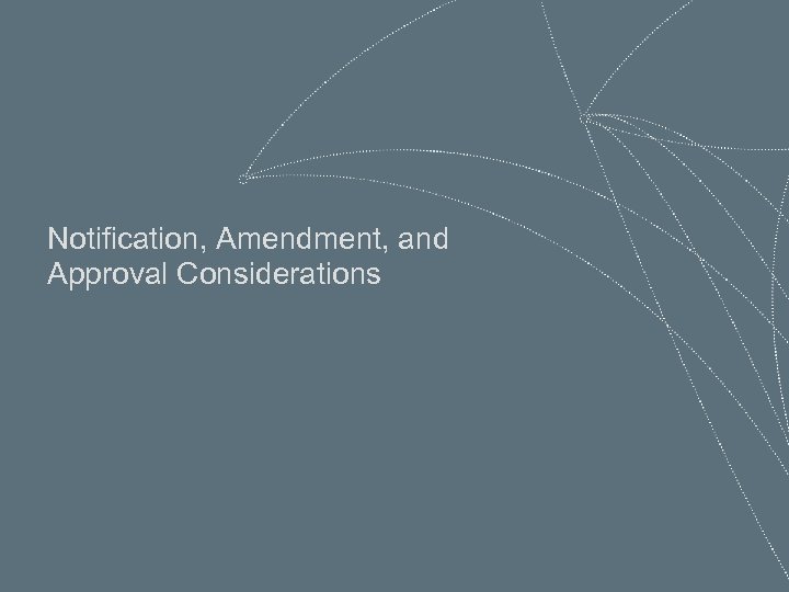 Notification, Amendment, and Approval Considerations 23 