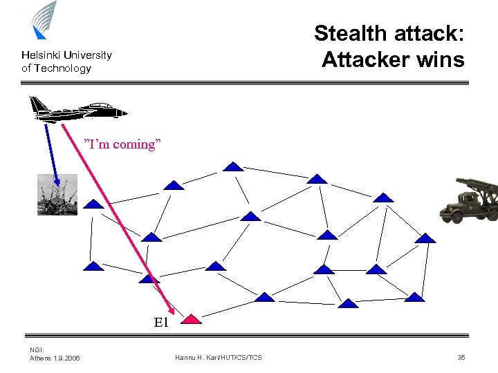 Stealth attack: Attacker wins Helsinki University of Technology ”I’m coming” E 1 NGI: Athens