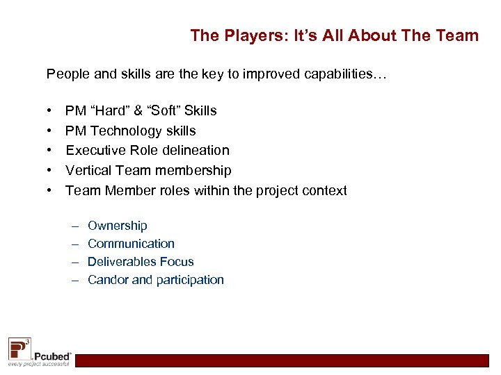 The Players: It’s All About The Team People and skills are the key to