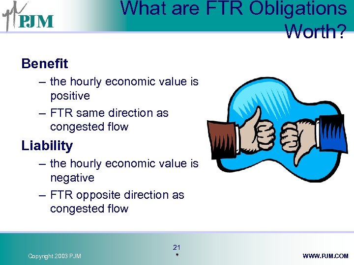 What are FTR Obligations Worth? Benefit – the hourly economic value is positive –