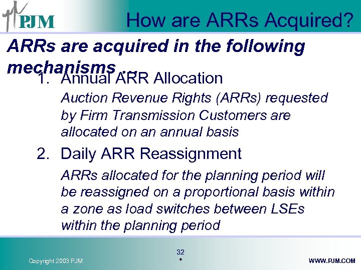 How are ARRs Acquired? ARRs are acquired in the following mechanisms … 1. Annual