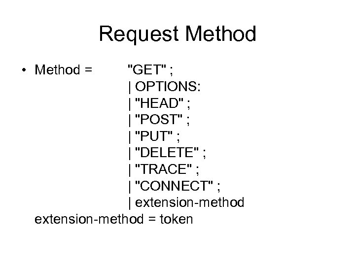 Request Method • Method = 