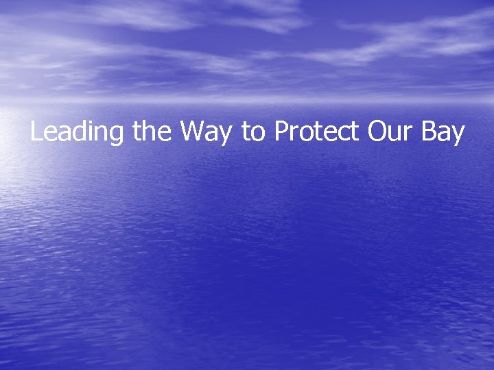 Leading the Way to Protect Our Bay 