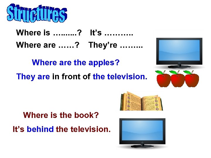 Where is …. . . . ? It’s ………. . Where are ……? They’re