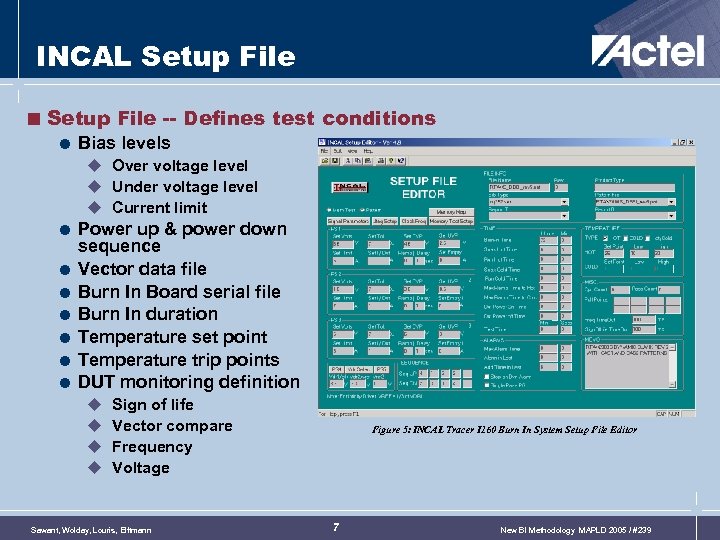 INCAL Setup File < Setup File -- Defines test conditions = Bias levels u