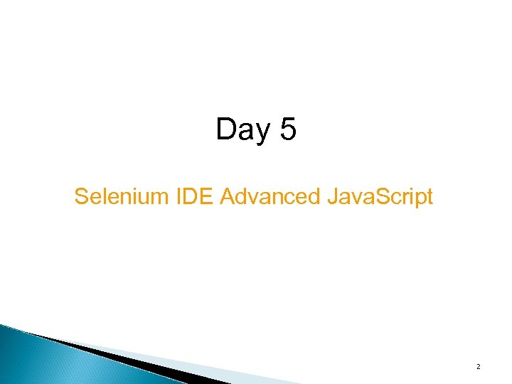 Day 5 Selenium IDE Advanced Java. Script 2 