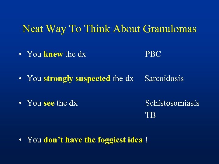Neat Way To Think About Granulomas • You knew the dx PBC • You