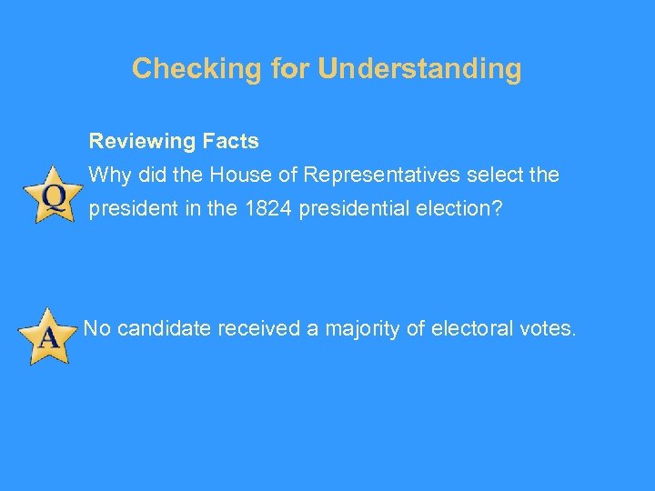 Checking for Understanding Reviewing Facts Why did the House of Representatives select the president