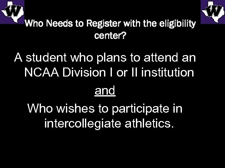 Who Needs to Register with the eligibility center? A student who plans to attend