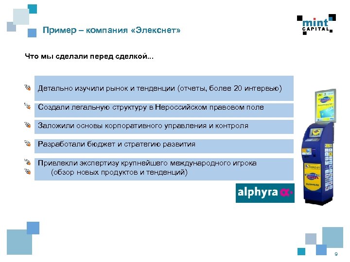 Пример – компания «Элекснет» Что мы сделали перед сделкой. . . Детально изучили рынок