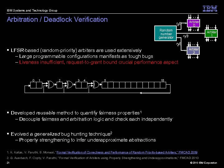 IBM Systems and Technology Group Arbitration / Deadlock Verification r 0(t) Random number generator