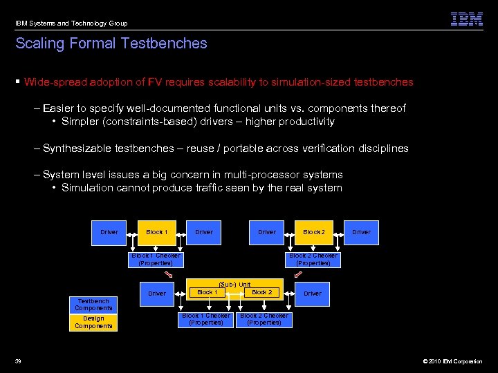 IBM Systems and Technology Group Scaling Formal Testbenches § Wide-spread adoption of FV requires