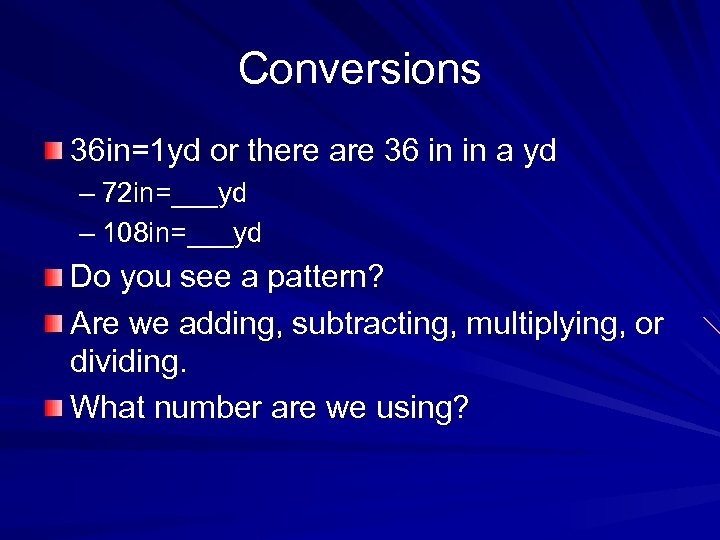 Conversions 36 in=1 yd or there are 36 in in a yd – 72