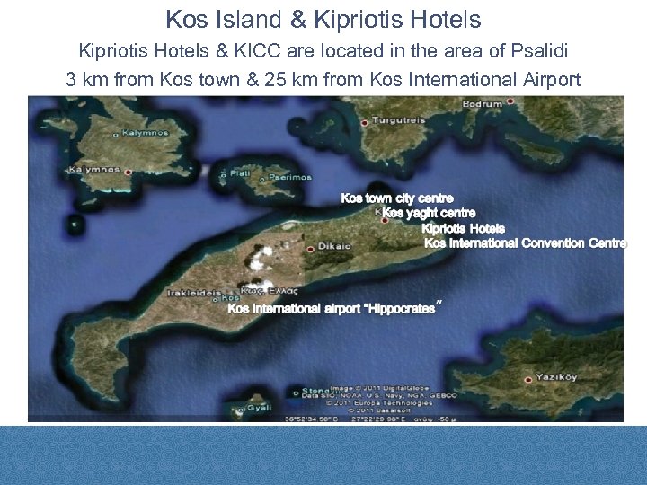 Kos Island & Kipriotis Hotels & KICC are located in the area of Psalidi