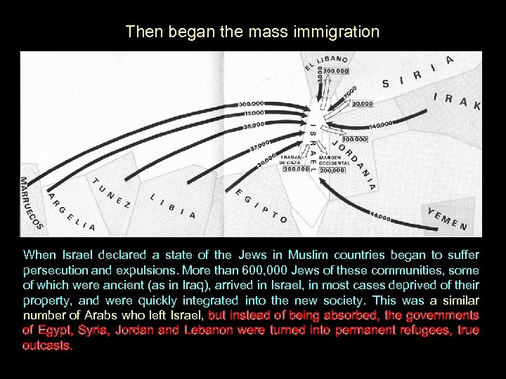 Then began the mass immigration When Israel declared a state of the Jews in