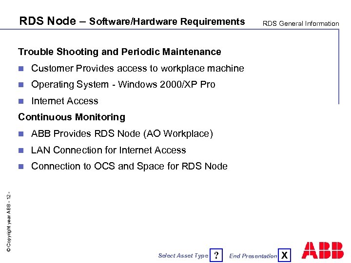 RDS Node – Software/Hardware Requirements RDS General Information Trouble Shooting and Periodic Maintenance n