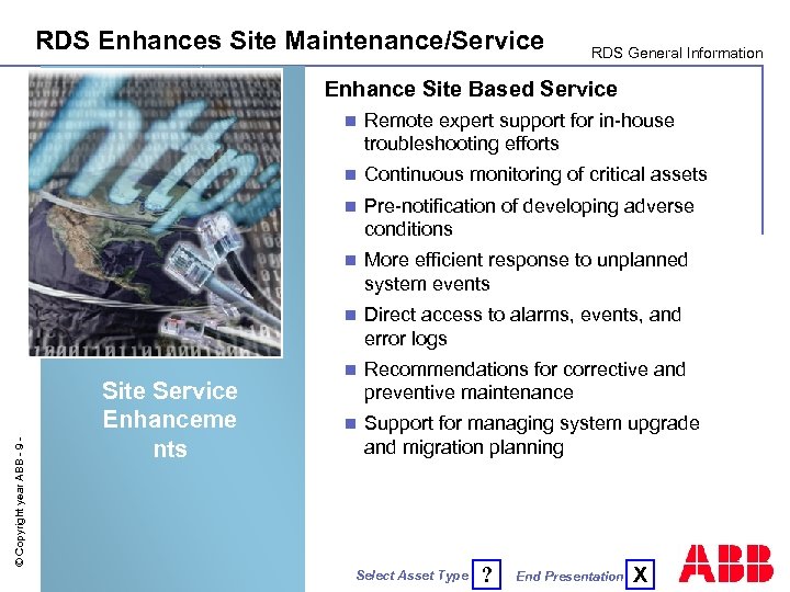 RDS Enhances Site Maintenance/Service RDS General Information Enhance Site Based Service Continuous monitoring of
