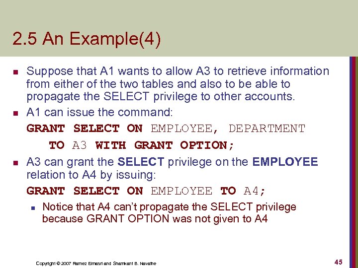 2. 5 An Example(4) n n Suppose that A 1 wants to allow A