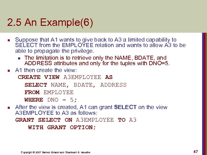 2. 5 An Example(6) n n Suppose that A 1 wants to give back