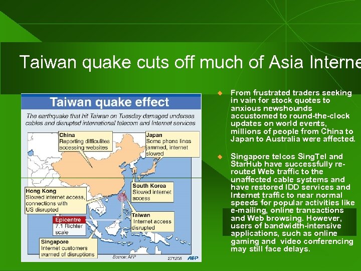 Taiwan quake cuts off much of Asia Interne u From frustrated traders seeking in