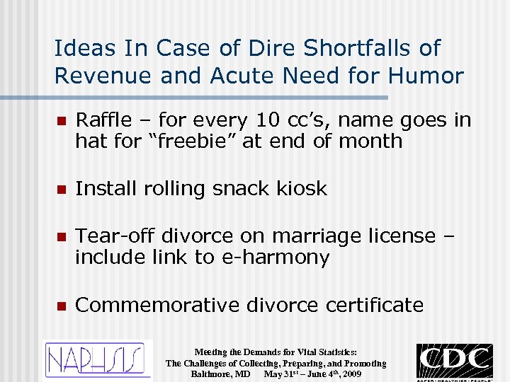 Ideas In Case of Dire Shortfalls of Revenue and Acute Need for Humor n