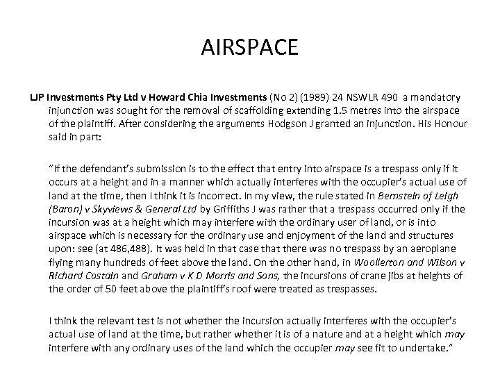 AIRSPACE LJP Investments Pty Ltd v Howard Chia Investments (No 2) (1989) 24 NSWLR