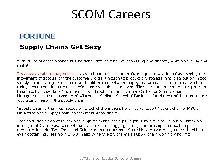 SCOM Careers Supply Chains Get Sexy With hiring budgets slashed at traditional safe havens