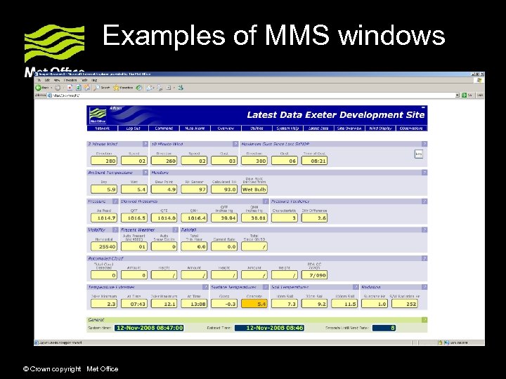 Examples of MMS windows © Crown copyright Met Office 