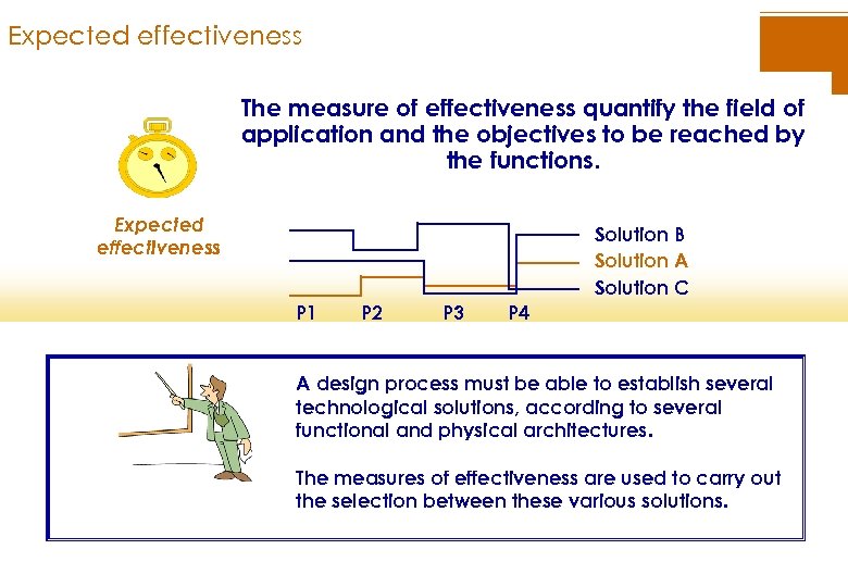 Expected effectiveness The measure of effectiveness quantify the field of application and the objectives