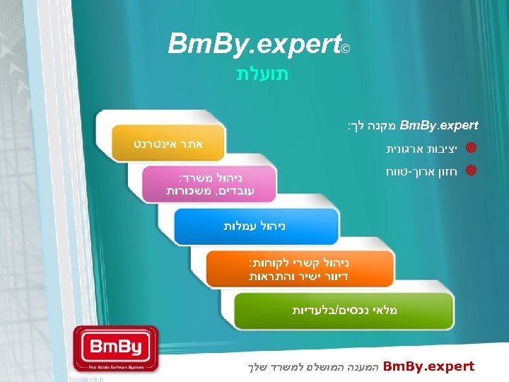  © Bm. By. expert תועלת Bm. By. expert מקנה לך: אתר אינטרנט ¥