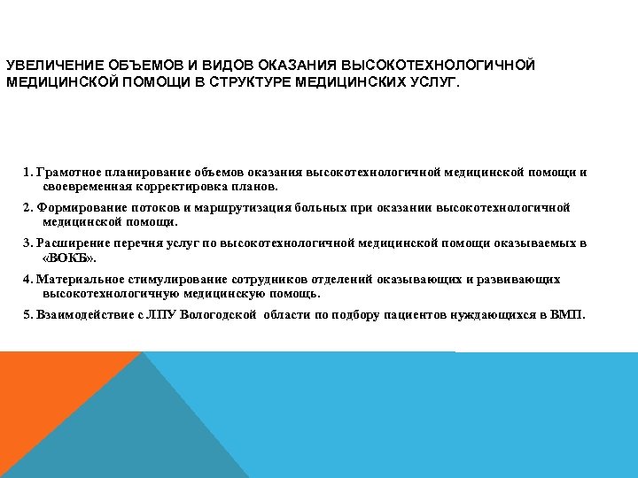 УВЕЛИЧЕНИЕ ОБЪЕМОВ И ВИДОВ ОКАЗАНИЯ ВЫСОКОТЕХНОЛОГИЧНОЙ МЕДИЦИНСКОЙ ПОМОЩИ В СТРУКТУРЕ МЕДИЦИНСКИХ УСЛУГ. 1. Грамотное