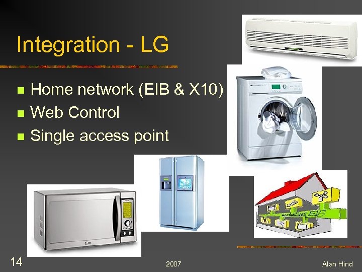 Integration - LG n n n 14 Home network (EIB & X 10) Web