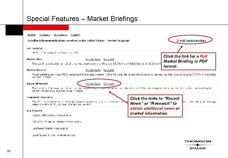 Special Features – Market Briefings Click the link for a Full Market Briefing in