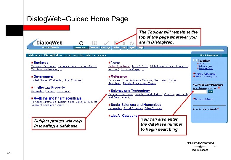 Dialog. Web–Guided Home Page The Toolbar will remain at the top of the page