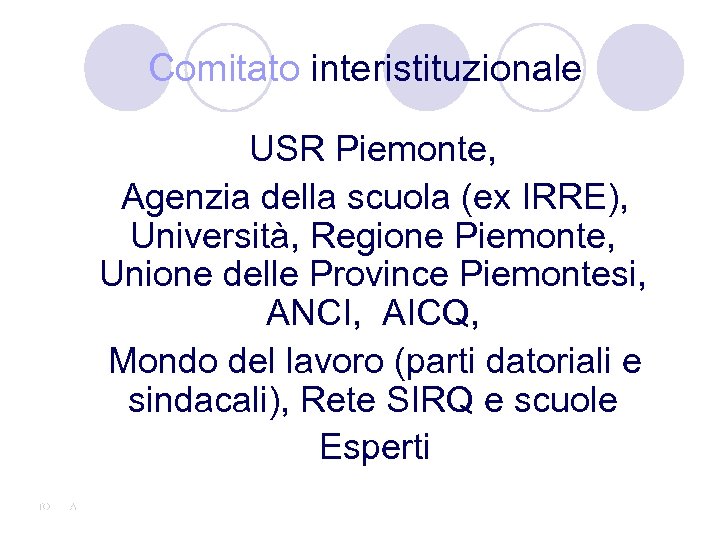 Comitato interistituzionale USR Piemonte, Agenzia della scuola (ex IRRE), Università, Regione Piemonte, Unione delle