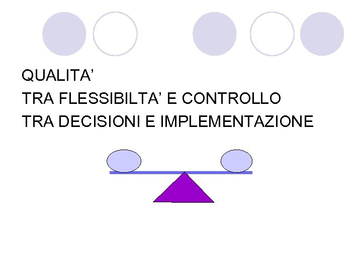 QUALITA’ TRA FLESSIBILTA’ E CONTROLLO TRA DECISIONI E IMPLEMENTAZIONE 